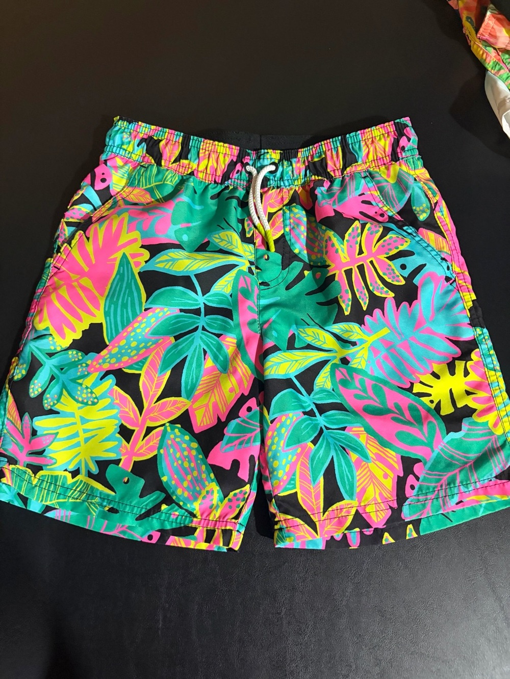 Cat & Jack Neon Tropical Swim Shorts - Black, Pink, Yellow, Teal